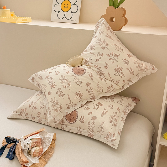 91家纺网 家纺一手货源 找家纺 绵庭家纺 2025新款12868全棉套件单品系列二单枕套 烟染秋色