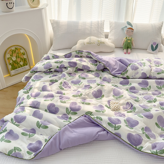 91家纺网 家纺一手货源 找家纺 太阳树家纺 2025新款A类母婴级双层纱大豆被大豆纤维夏被 南岛小镇