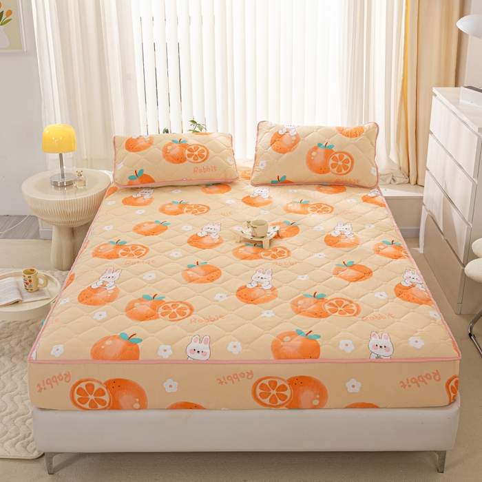 91家纺网 家纺一手货源 找家纺 云玲时尚 2025新款三防磨毛防水夹棉单人枕套 蜜橙兔