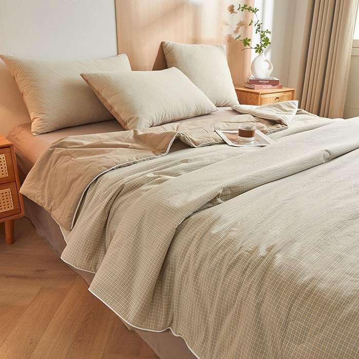 91家纺网 家纺一手货源 找家纺 金喜2025 新款全棉色织水洗棉夏被夏凉被夏天薄被子-羽丝棉单夏被系列 夏末蓝