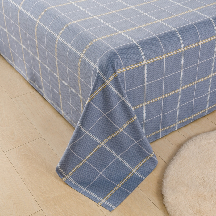 91家纺网 家纺一手货源 找家纺 润淳家居 2025新款老粗布三件套及单品 浪漫格 蓝