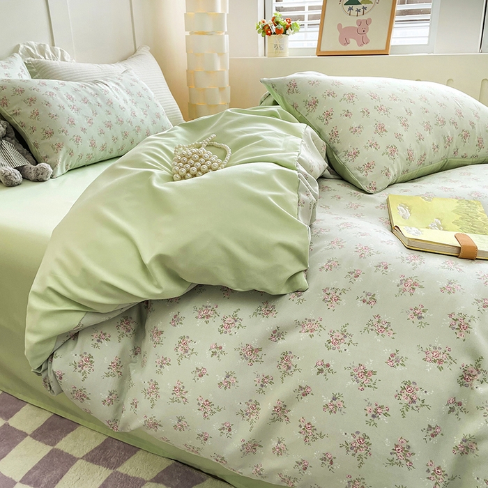 91家纺网 家纺一手货源 找家纺 汣沐生活 2025新款针织棉印花款四件套 蔓春