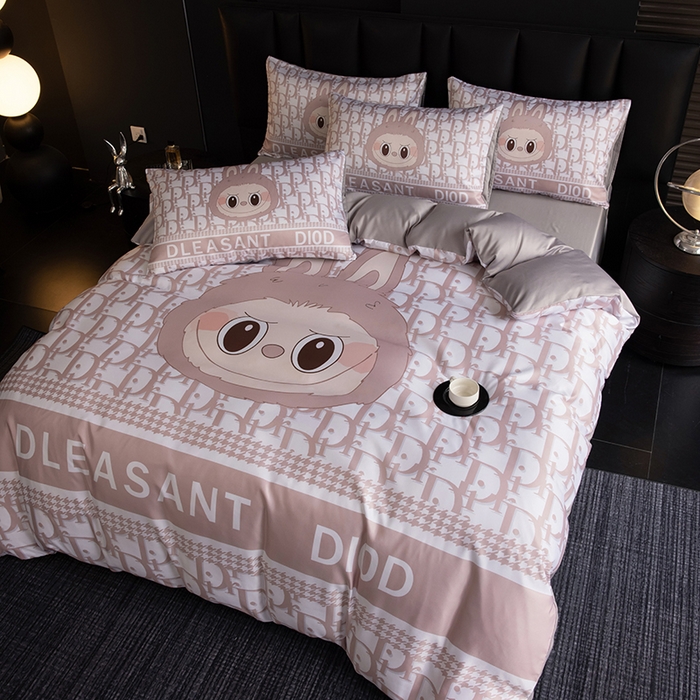 91家纺网 家纺一手货源 找家纺 2025新款水洗真丝数码印花四件套 萌萌兔