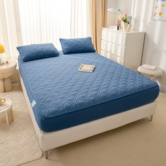 91家纺网 家纺一手货源 找家纺 云玲时尚 2025新款三防磨毛防水夹棉单人枕套 牛仔蓝