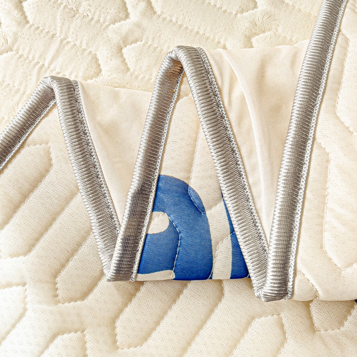 91家纺网 家纺一手货源 找家纺 富馨莱 2025新款A类凉感丝空气纤维凉席床笠款 蓝色梦幻