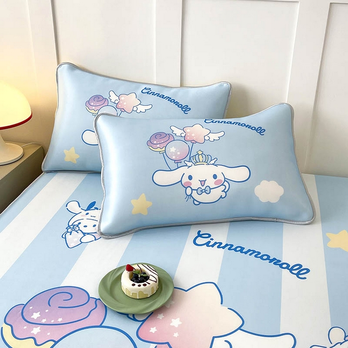 91家纺网 家纺一手货源 找家纺 米帛家纺 2025新款大版三丽鸥碳光冰丝软凉席床笠款 气球玉桂狗