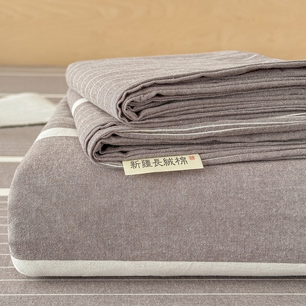 晓时候 2025新款100%全棉色织水洗棉床单全棉床单纯棉床单 灰细条