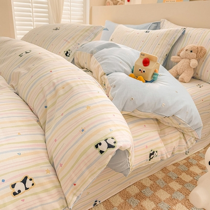 绵庭家纺 2025新款12868全棉套件单品系列二四件套 懒萌潘达