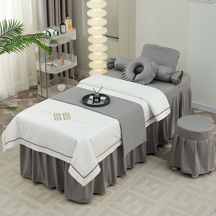 千姿坊 2025新款床罩四件套-倾城 倾城-灰+白