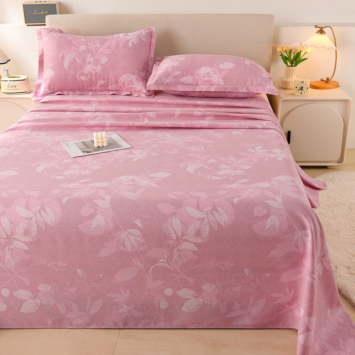 91家纺网 家纺一手货源 找家纺 润淳家居 2025新款老粗布三件套及单品 花夜朦胧 豆沙