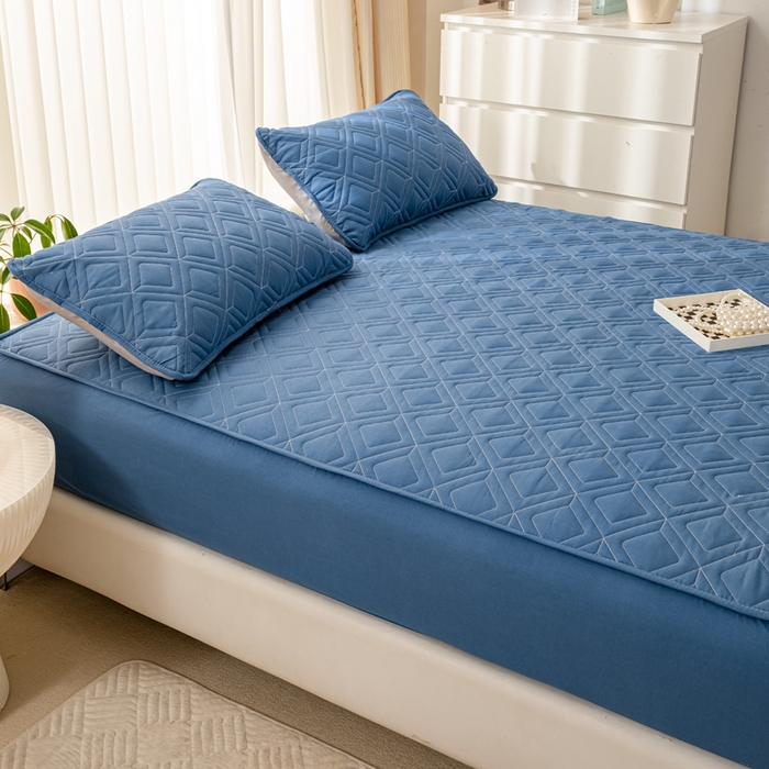 91家纺网 家纺一手货源 找家纺 云玲时尚 2025新款三防磨毛防水夹棉单人枕套 牛仔蓝