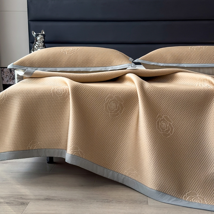 91家纺网 家纺一手货源 找家纺 欧邦 2025新款A类3D立体提花冰豆豆凉席 冰豆豆-摩卡咖