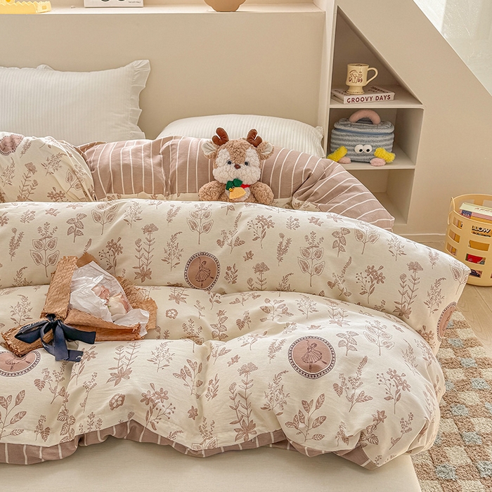 91家纺网 家纺一手货源 找家纺 绵庭家纺 2025新款12868全棉套件单品系列二单被套 烟染秋色