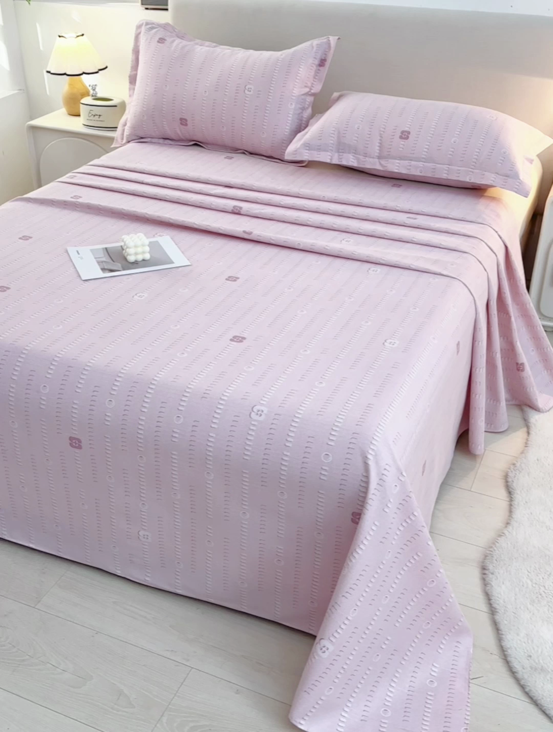 91家纺网 家纺一手货源 找家纺 润淳家居 2025新款老粗布三件套及单品 情话 豆沙