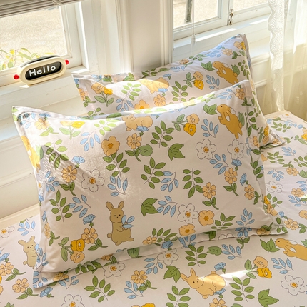 91家纺网 家纺一手货源 找家纺 （总）世爵2025春夏新款全棉纯棉印花小清新单品系列单枕套 枕套单件