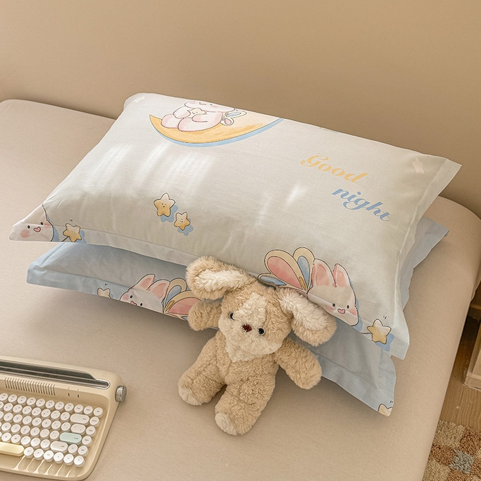 91家纺网 家纺一手货源 找家纺 绵庭家纺 2025新款12868全棉套件单品系列二四件套 月亮兔