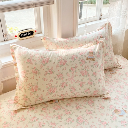 91家纺网 家纺一手货源 找家纺 （总）世爵2025春夏新款全棉纯棉印花小清新单品系列单枕套 枕套单件