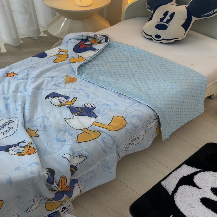 91家纺网 家纺一手货源 找家纺 嗨生活 嗨生活 2025年迪士尼凉感丝冰豆豆被 夏被 夏凉被 儿童夏被 幼儿园夏被 直播首选 唐老鸭