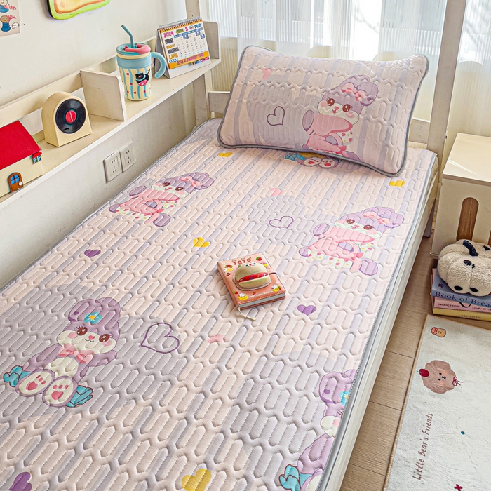 91家纺网 家纺一手货源 找家纺 富馨莱 2025新款A类凉感丝空气纤维凉席学生款 菲菲兔-紫