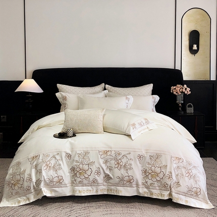 91家纺网 家纺一手货源 找家纺 （总）慕晨家纺 2025新款高密全棉40s重工刺绣简奢高端纯棉四件套直播礼盒装