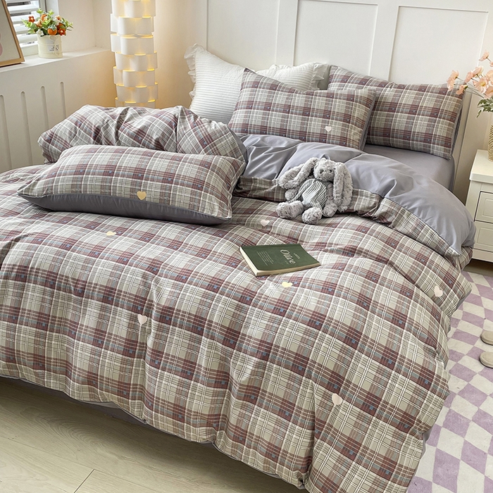 91家纺网 家纺一手货源 找家纺 汣沐生活 2025新款针织棉印花款四件套 嫣然