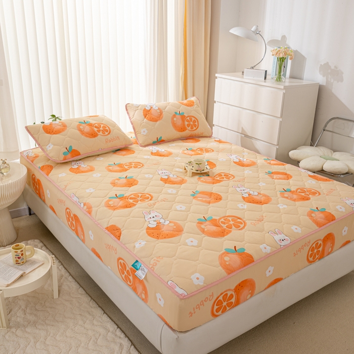 91家纺网 家纺一手货源 找家纺 云玲时尚 2025新款三防磨毛防水夹棉单人枕套 蜜橙兔