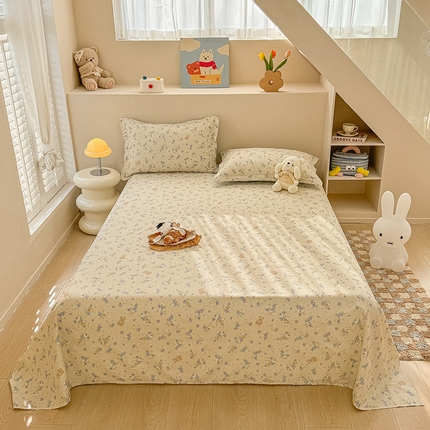 绵庭家纺 2025新款12868全棉套件单品系列二单床单 雅国漫游-蓝