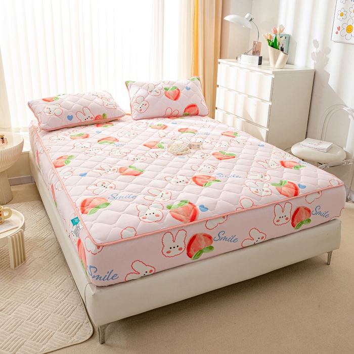 91家纺网 家纺一手货源 找家纺 云玲时尚 2025新款三防磨毛防水夹棉单人枕套 桃仙兔