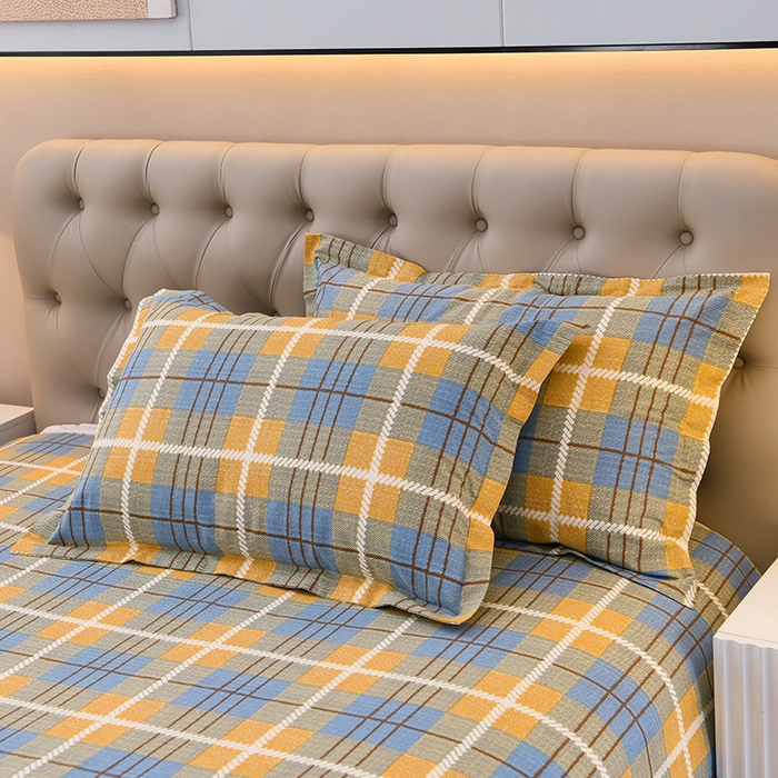 91家纺网 家纺一手货源 找家纺 润淳家居 2025新款老粗布三件套及单品 欢乐格 黄