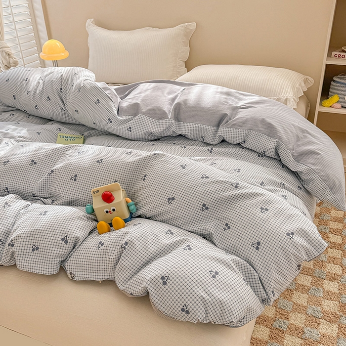 91家纺网 家纺一手货源 找家纺 绵庭家纺 2025新款12868全棉套件单品系列二单被套 樱姿-灰