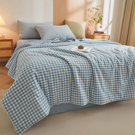 金喜2025 新款全棉色织水洗棉夏被夏凉被夏天薄被子-羽丝棉单夏被系列 小蓝格