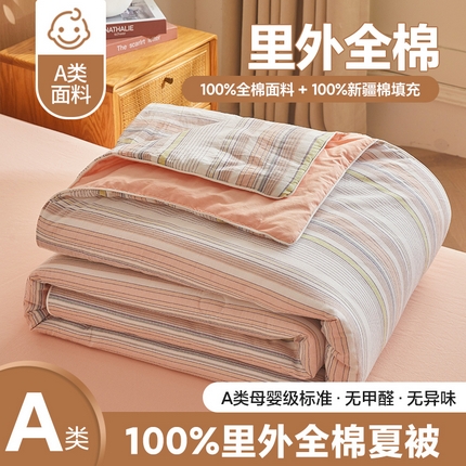 91家纺网 家纺一手货源 找家纺 金喜2025新疆棉棉花被全棉夏被春秋被冬被四季被-无印风棉花被单被系列 西蒙粉