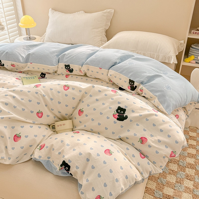 91家纺网 家纺一手货源 找家纺 绵庭家纺 2025新款12868全棉套件单品系列二单被套 甜心蜜趣