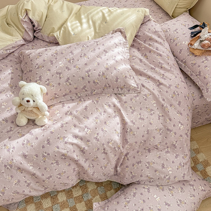 91家纺网 家纺一手货源 找家纺 绵庭家纺 2025新款12868全棉套件单品系列二四件套 雅园漫游-紫