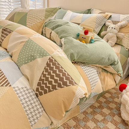 91家纺网 家纺一手货源 找家纺 绵庭家纺 2025新款12868全棉套件单品系列二四件套 云峰-绿