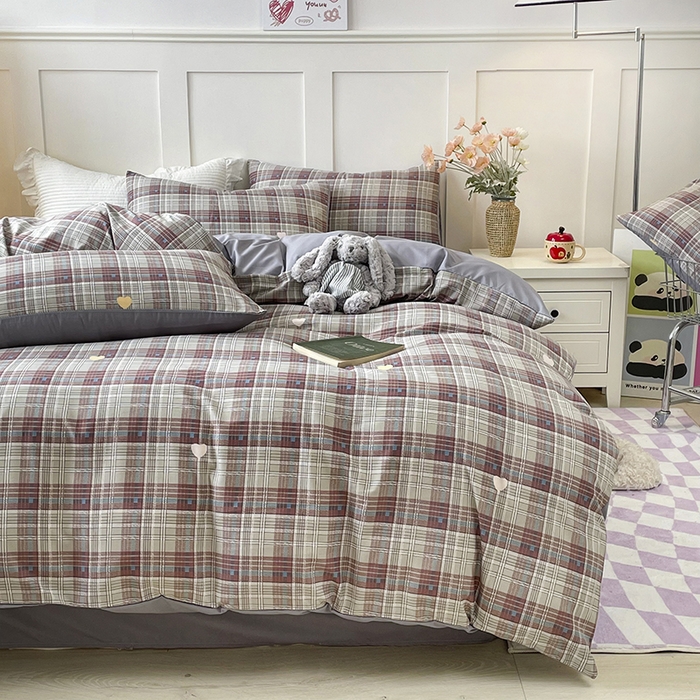 91家纺网 家纺一手货源 找家纺 汣沐生活 2025新款针织棉印花款四件套 嫣然