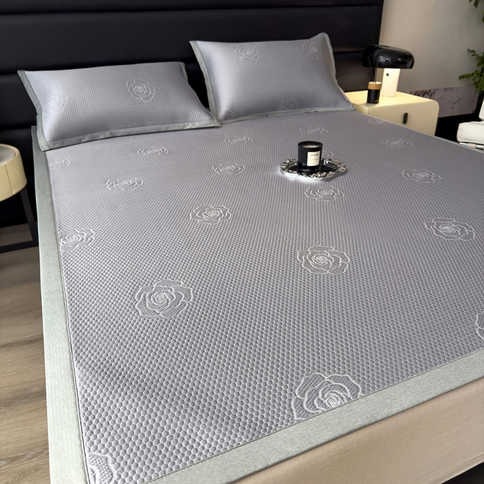 91家纺网 家纺一手货源 找家纺 欧邦 2025新款A类3D立体提花冰豆豆凉席 冰豆豆-高级灰