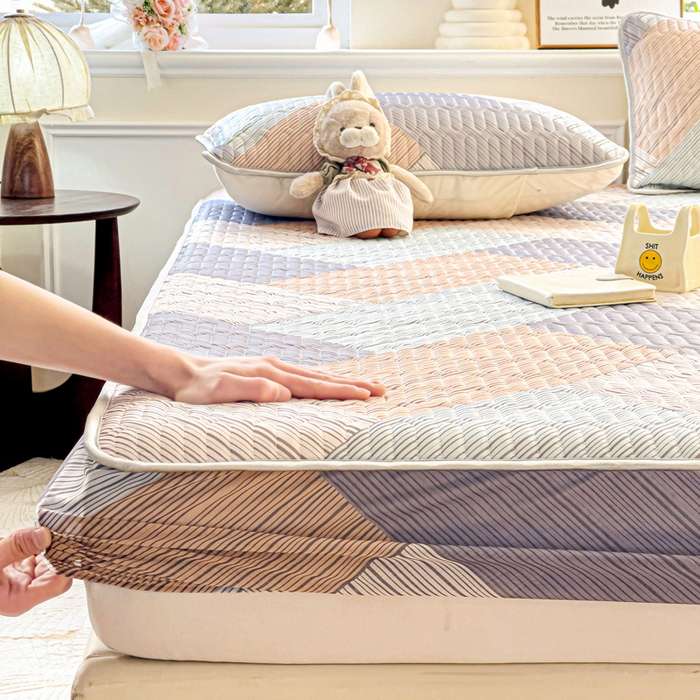 91家纺网 家纺一手货源 找家纺 富馨莱 2025新款A类凉感丝空气纤维凉席床笠款 小确幸