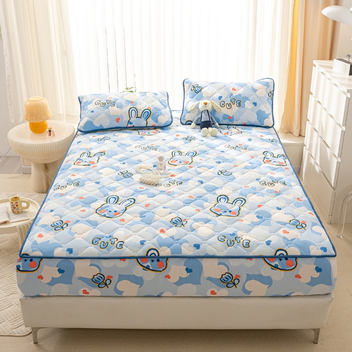 91家纺网 家纺一手货源 找家纺 云玲时尚 2025新款三防磨毛防水夹棉单人枕套 爱心兔