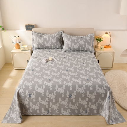 润淳家居 2025新款老粗布三件套及单品 字母梦幻 灰