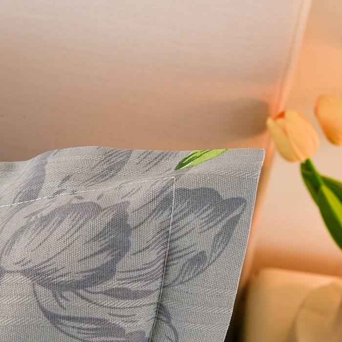 91家纺网 家纺一手货源 找家纺 润淳家居 2025新款老粗布三件套及单品 花季梦 灰