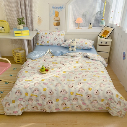 太阳树家纺 2025新款A类母婴级双层纱大豆被大豆纤维夏被 不二家