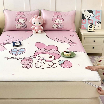 米帛家纺 2025新款大版三丽鸥碳光冰丝软凉席绑带款 窗帘美乐蒂