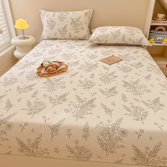 91家纺网 家纺一手货源 找家纺 2025新款12868全棉套件单品系列二单床笠 苏夏觅影