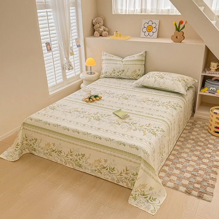 91家纺网 家纺一手货源 找家纺 绵庭家纺 2025新款12868全棉套件单品系列二单床单 沐雅清风