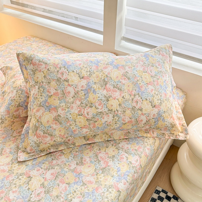 91家纺网 家纺一手货源 找家纺 绵庭家纺 2025新款12868全棉套件单品系列二单枕套 暖阳绿意