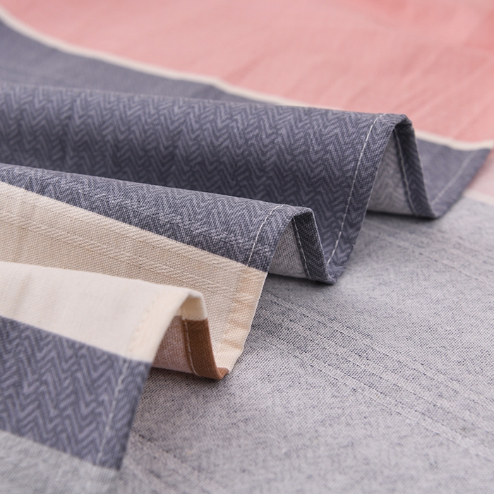 91家纺网 家纺一手货源 找家纺 润淳家居 2025新款老粗布三件套及单品 条致 粉