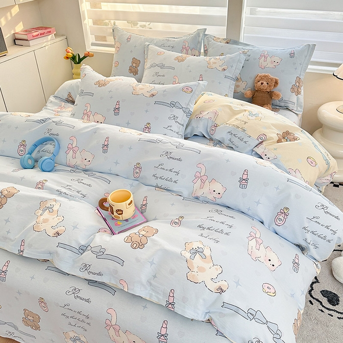 91家纺网 家纺一手货源 找家纺 绵庭家纺 2025新款12868全棉套件单品系列二四件套 奶油阿布-蓝