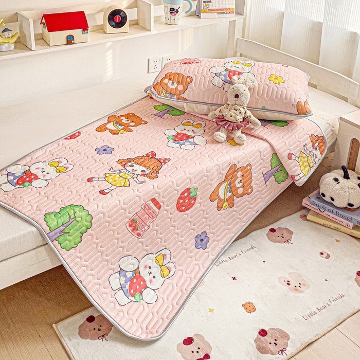 91家纺网 家纺一手货源 找家纺 富馨莱 2025新款A类凉感丝空气纤维凉席学生款 小兔姑娘