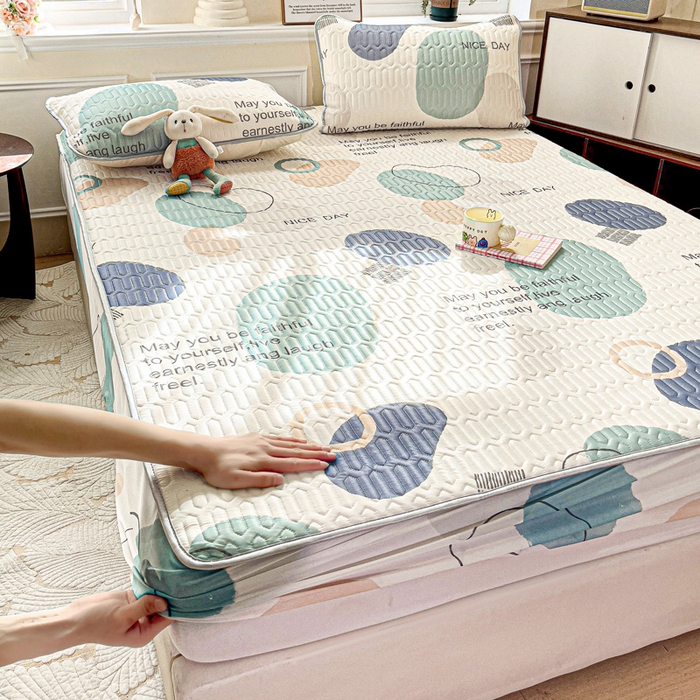 91家纺网 家纺一手货源 找家纺 富馨莱 2025新款A类凉感丝空气纤维凉席床笠款 幻影